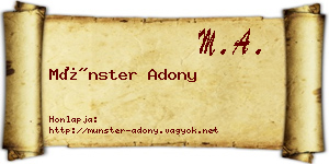 Münster Adony névjegykártya